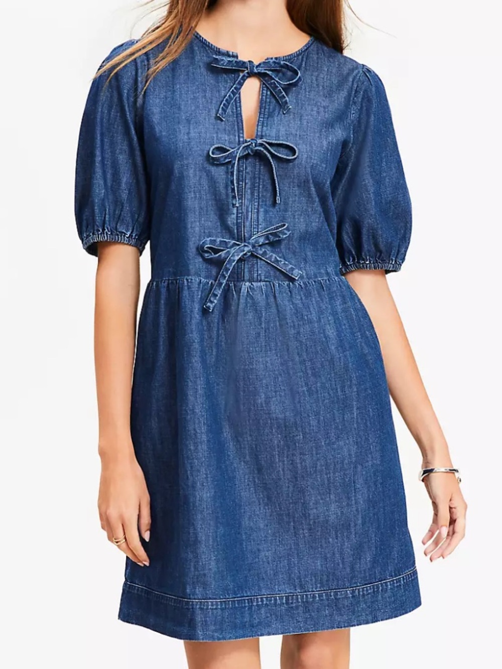 LOFT Denim Tie-Front dress size S